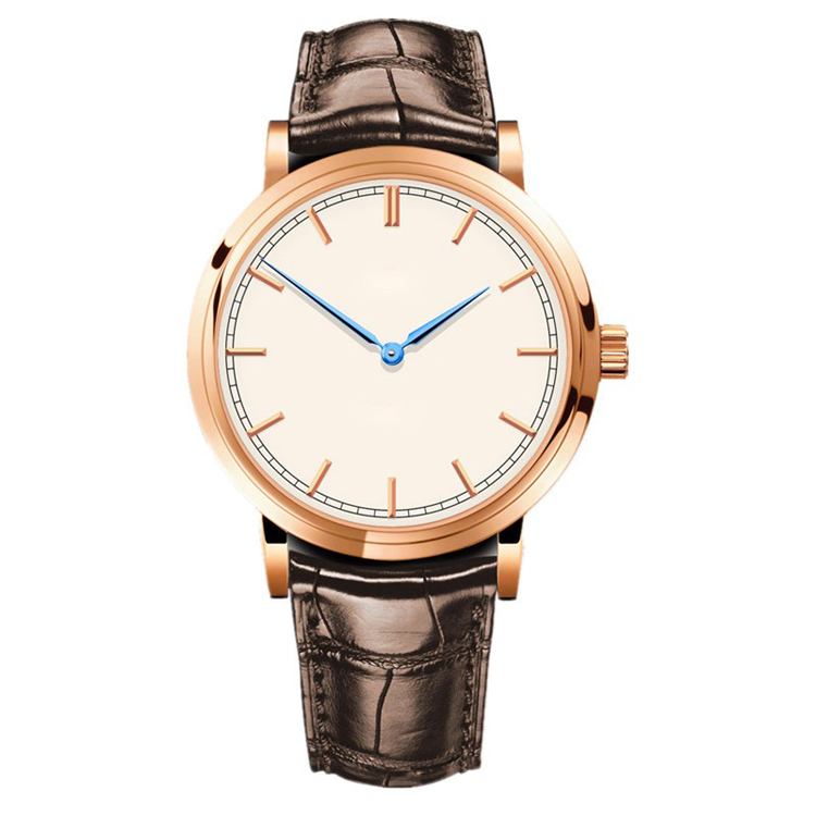 Minimalist men's fashion ultra thin watches simple men business stainless steel genuine leather belt