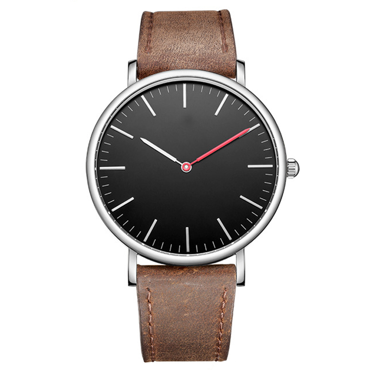 2022 OEM/ODM custom logo 5ATM waterproof all stainless steel genuine leather strap Japan movt quartz