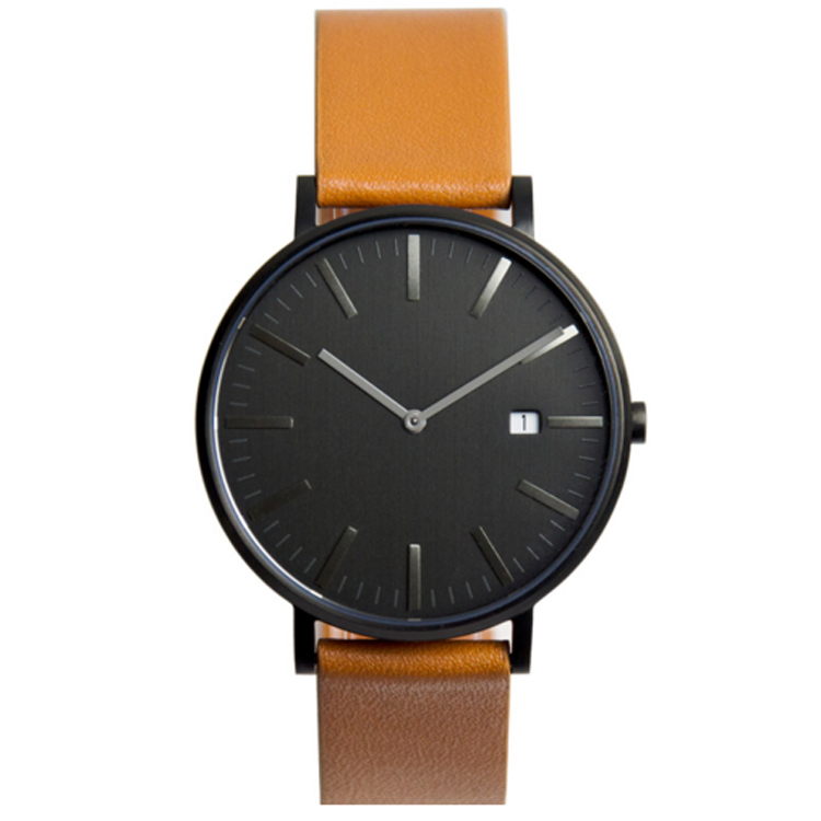 Custom Stainless Steel and Leather Chronograph Quartz Watch for men