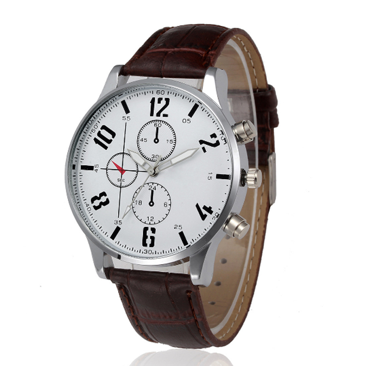 Man watch new fashion business pu leather strap quartz men's watch
