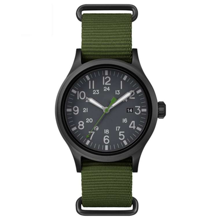 Fashion men's sports watch quartz movement stainless steel case back man wrist hand watch with nylon