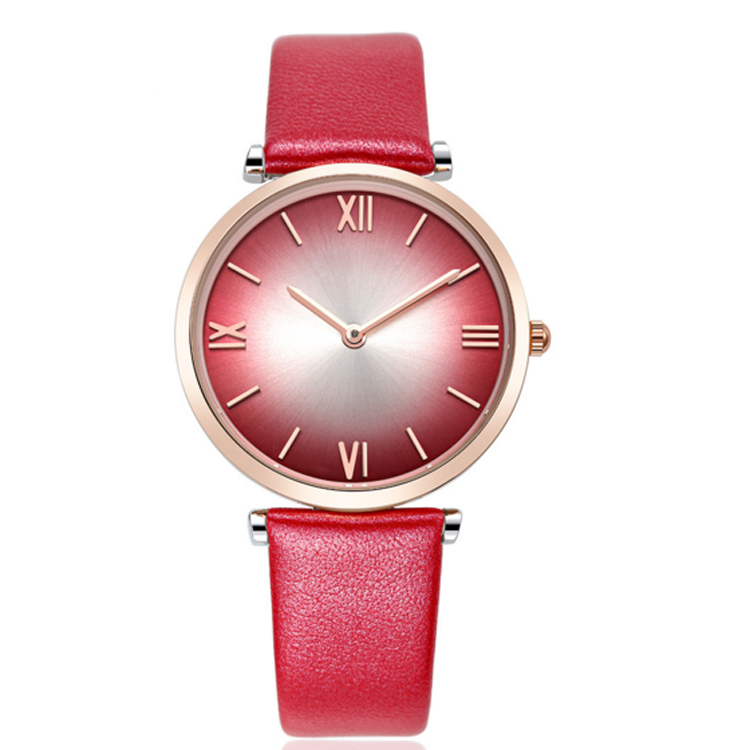 2022 New fashion rose gold women watches genuine leather belt for lady
