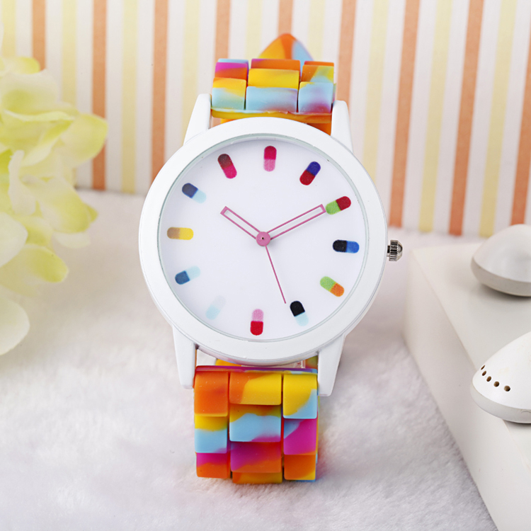 Geneva silicone wrist watch colorful sports watch cute